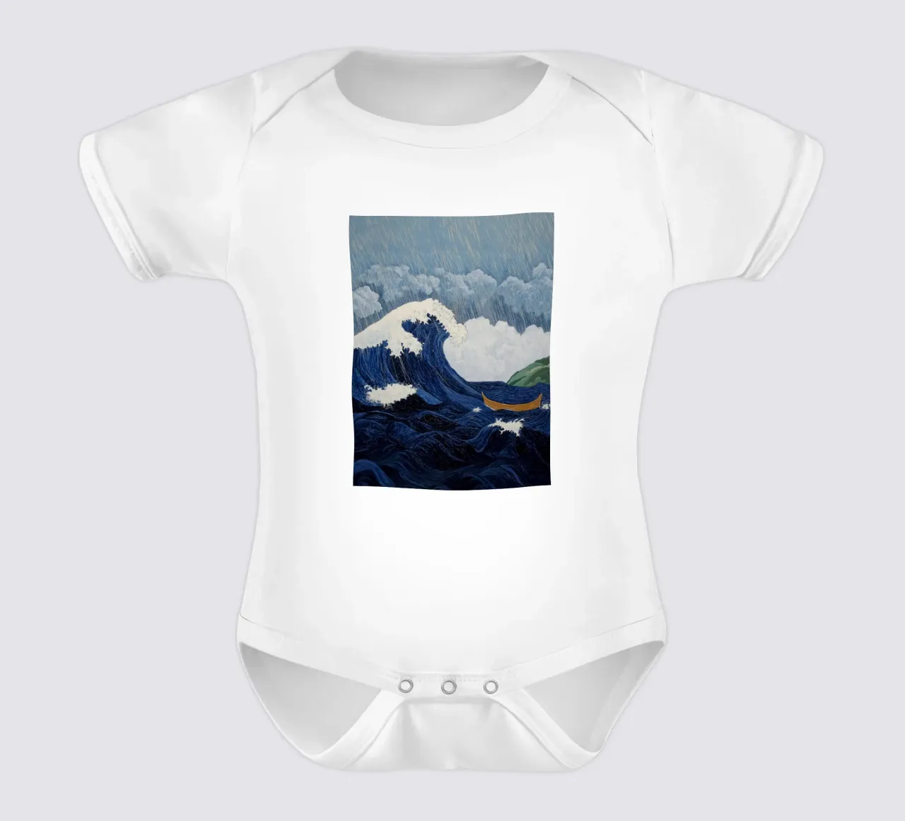 The Great Wave body neonato maniche corte da Art Center