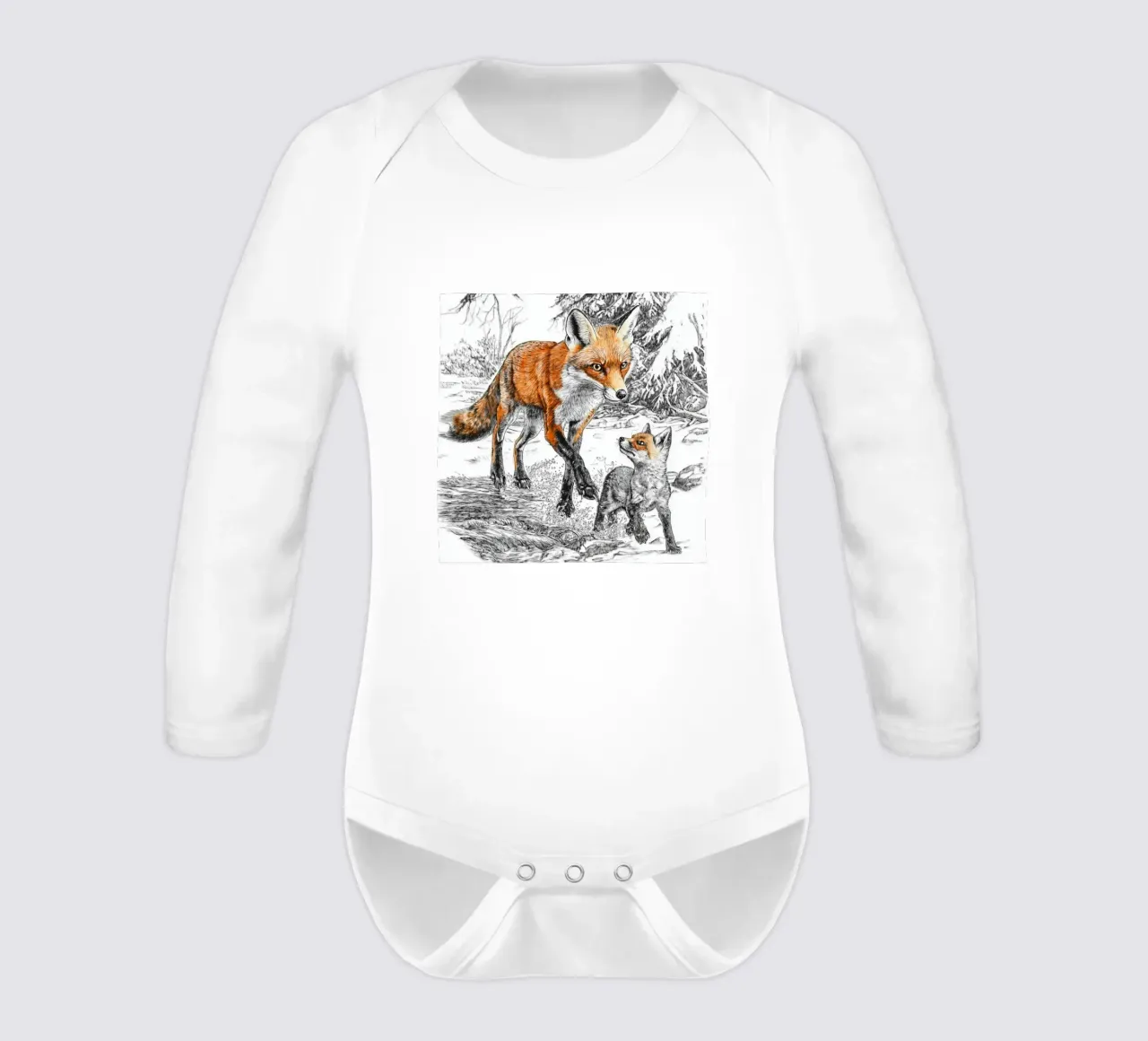 Fuchs im Schnee Langarm Babybody von Motivate-Today