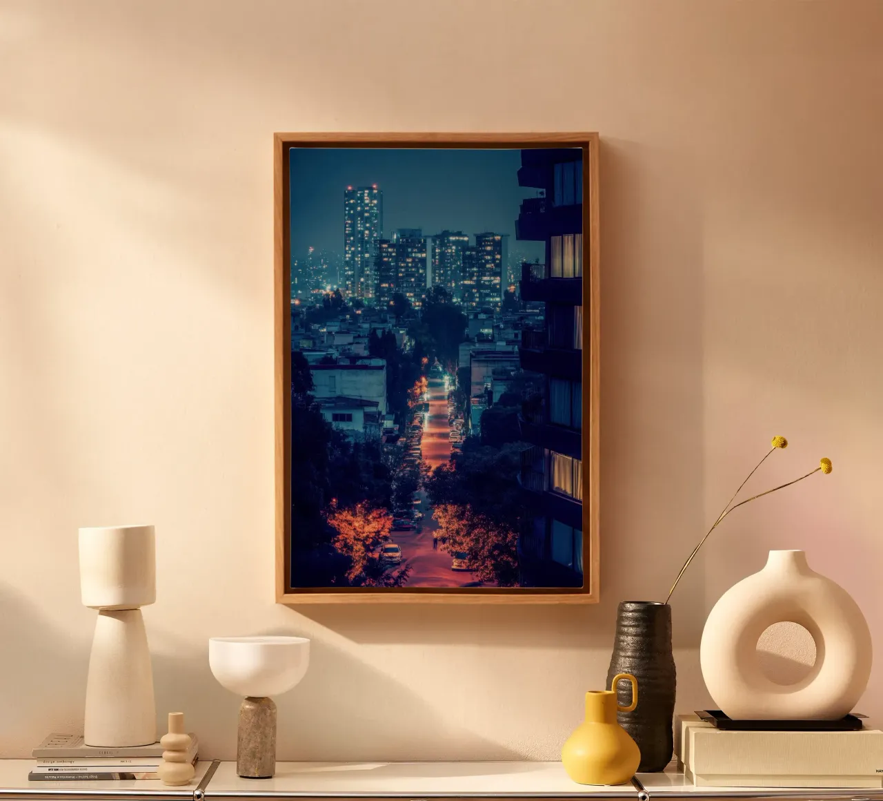 Città del Messico: una strada vivace immersa in lampi luminosi tela da By Night