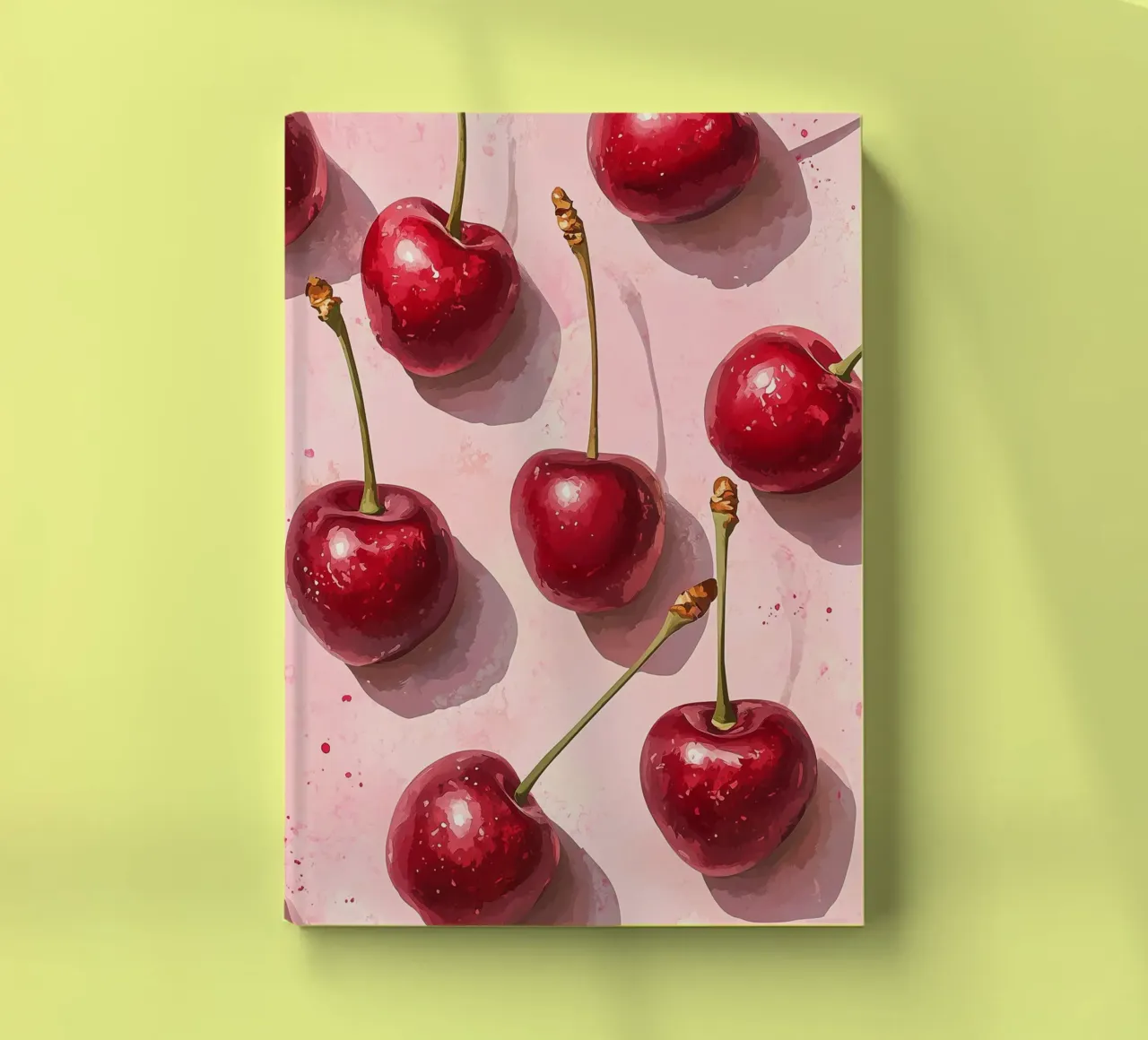 Cherries on a pink background notebook by Spice & Style