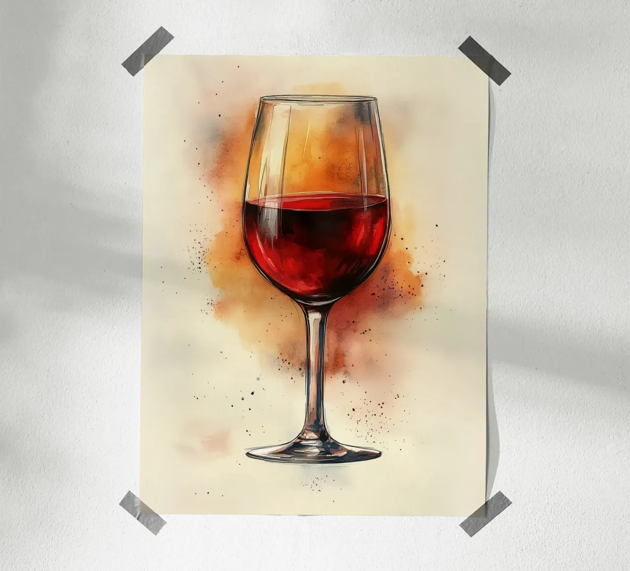 Bicchiere di vino rosso poster con telaio in alluminio da Spice & Style