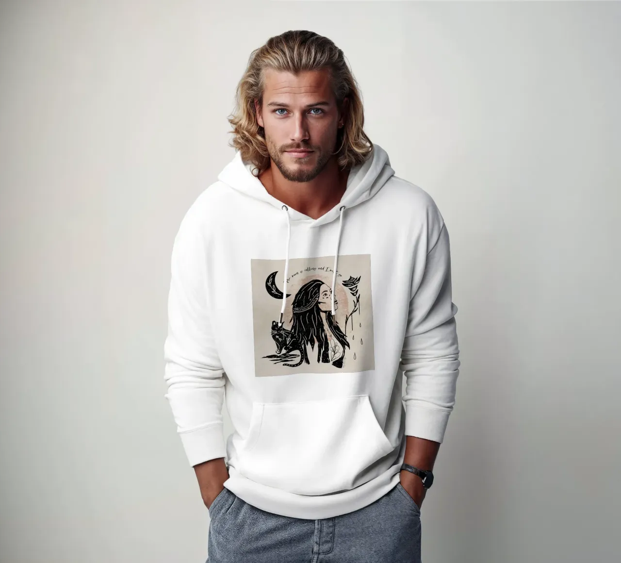 The Moon is Calling and I Must Go Tipografía Ilustración sudadera con capucha de This Wild Soul - Illustration