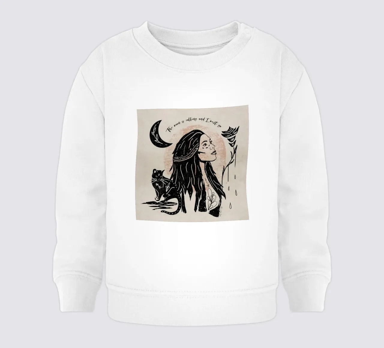The Moon is Calling and I Must Go Tipografía Ilustración sudadera de bebé de This Wild Soul - Illustration