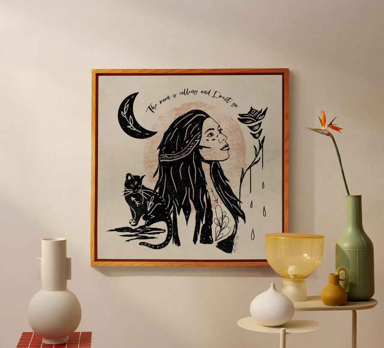 The Moon is Calling and I Must Go Tipografía Ilustración metacrilato de This Wild Soul - Illustration