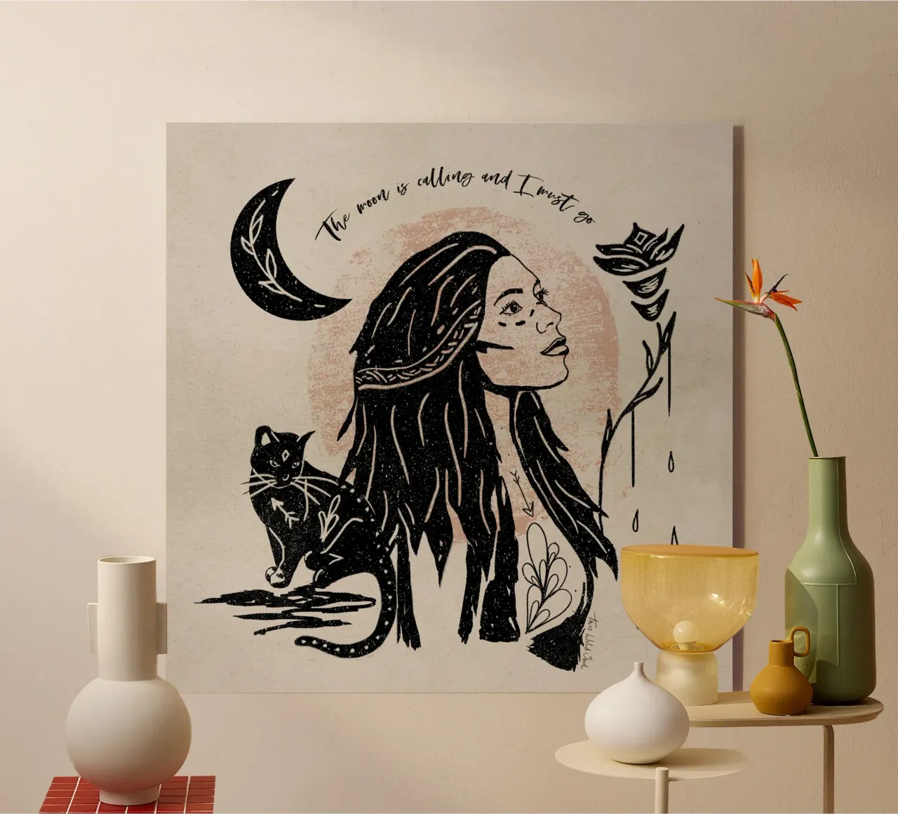 The Moon is Calling and I Must Go Tipografía Ilustración metacrilato de This Wild Soul - Illustration