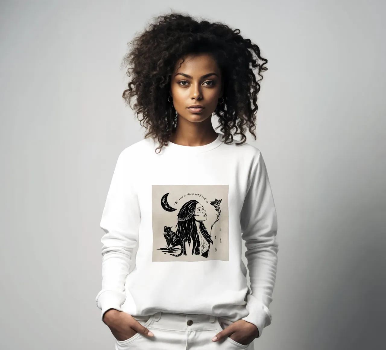 "La luna chiama e io devo andare" Tribale Strega Luna Nera felpa da This Wild Soul - Illustration