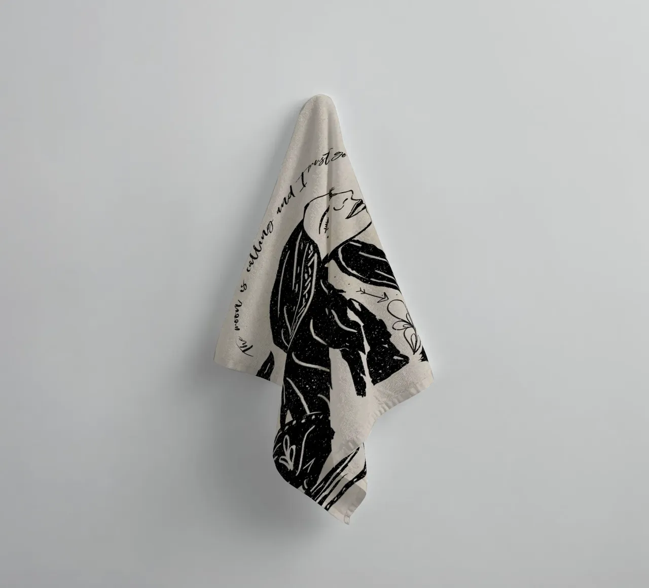 "The Moon is calling and I must Go" Tribal Witch Moon Black towel by This Wild Soul - Illustration