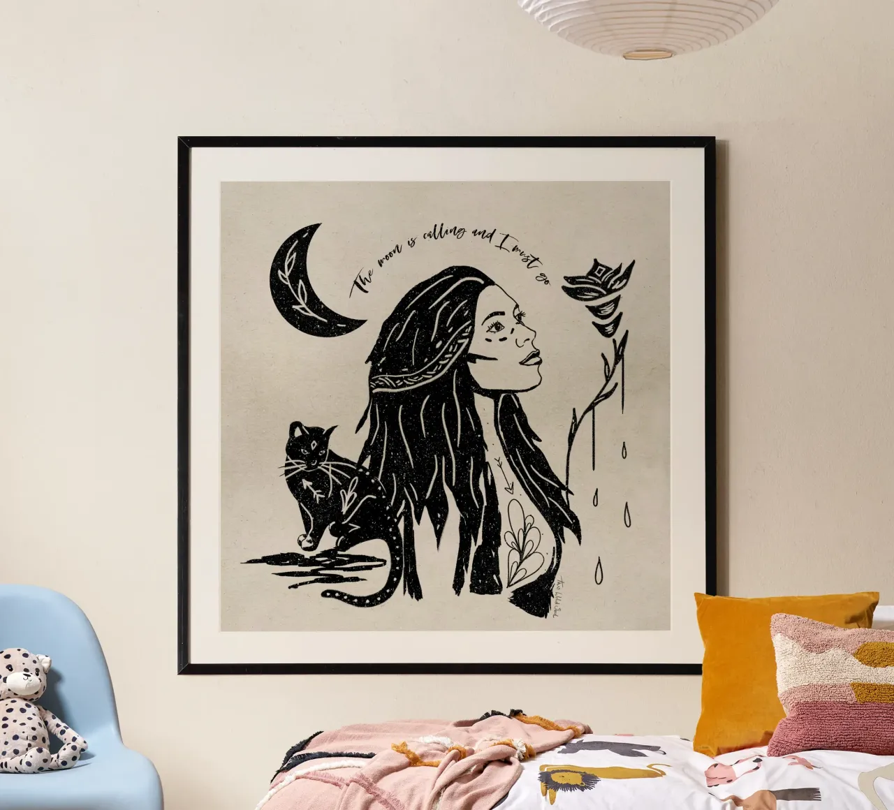 "La luna chiama e io devo andare" Tribale Strega Luna Nera carta hahnemühle da This Wild Soul - Illustration