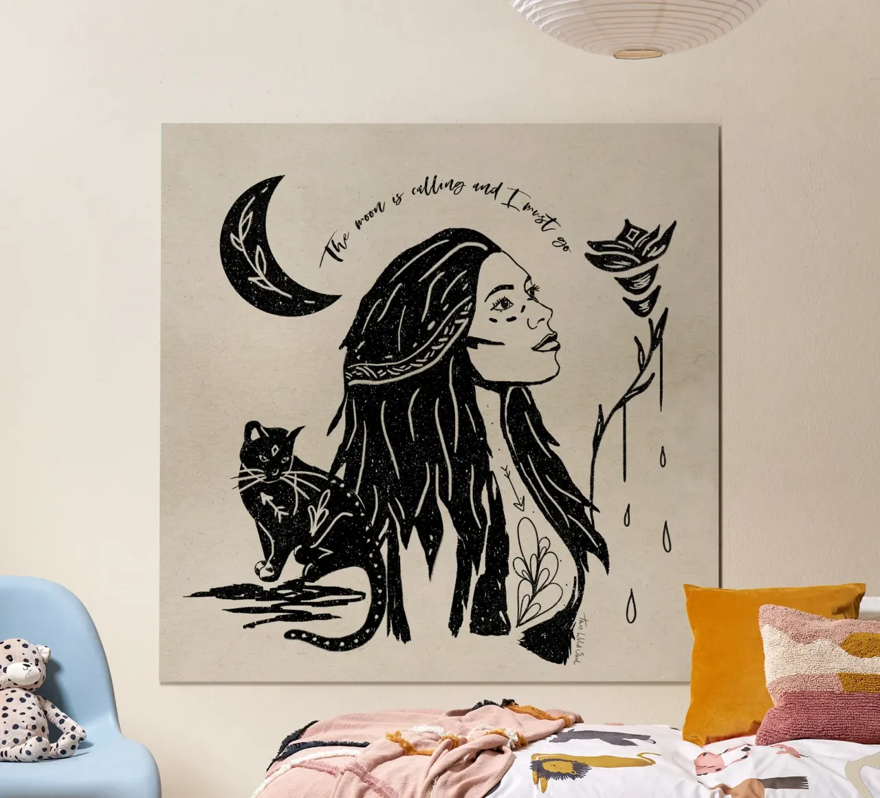 "La luna chiama e io devo andare" Tribale Strega Luna Nera carta hahnemühle da This Wild Soul - Illustration