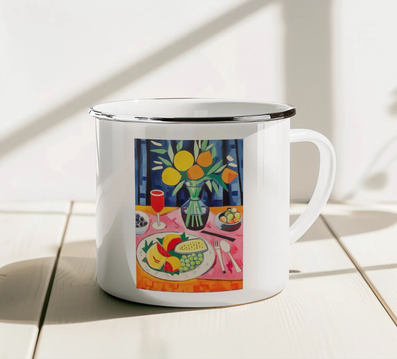 Set table enamel mug by Carinaprint