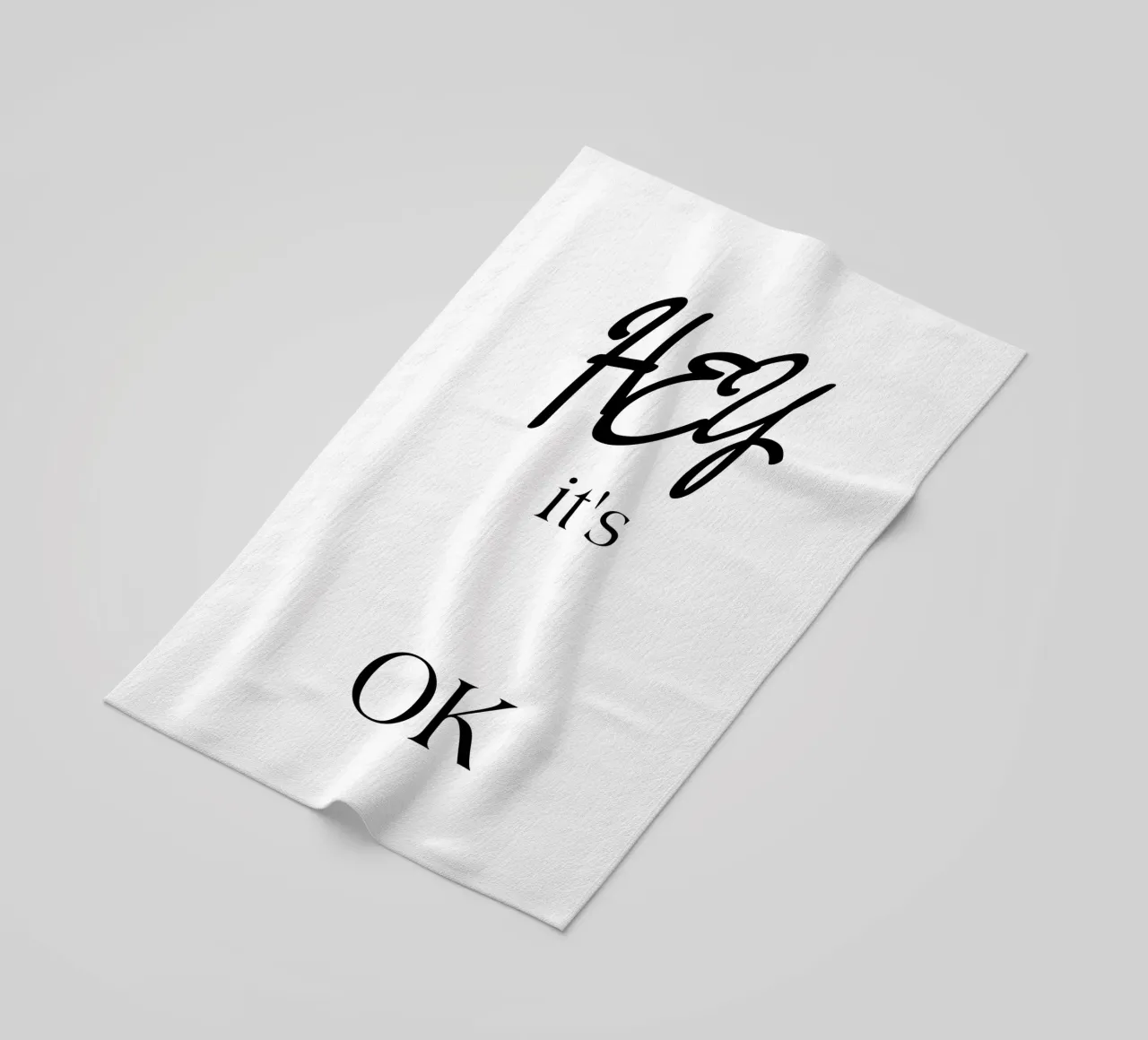 Hey it's Ok Simple Minimalist Elegant Typography beach towel by YV TYPOGRAPHY