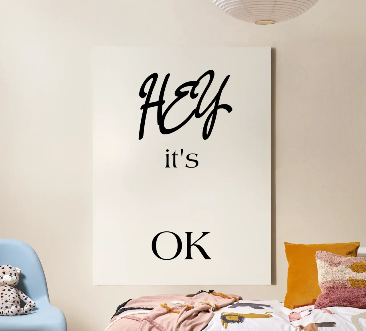 Hey it's Ok Simple Minimalist Elegant Typography canvas by YV TYPOGRAPHY