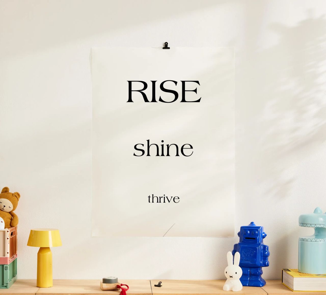 Rise Shine Thrive Einfache, minimalistische Typografie Poster von YV TYPOGRAPHY