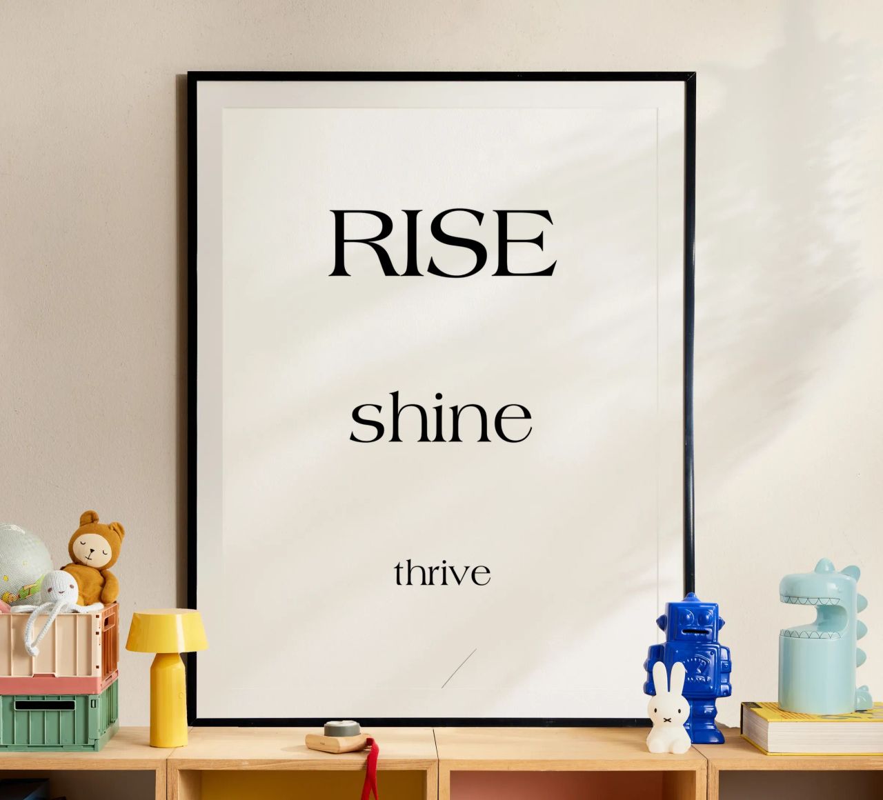 Rise Shine Thrive Einfache, minimalistische Typografie Poster von YV TYPOGRAPHY