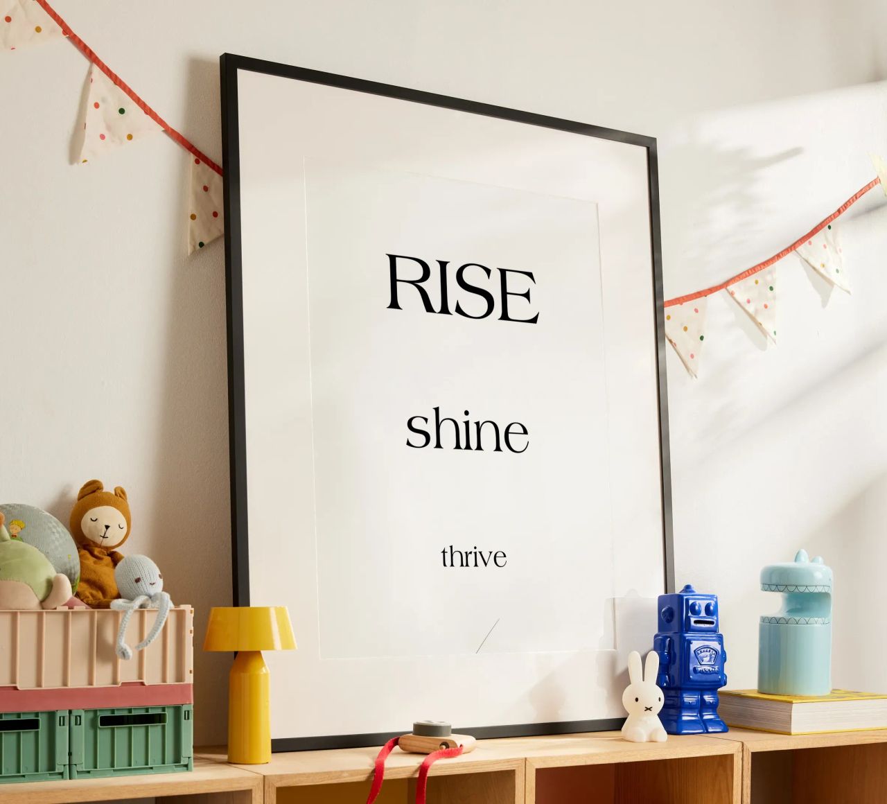 Rise Shine Thrive Einfache, minimalistische Typografie Poster von YV TYPOGRAPHY