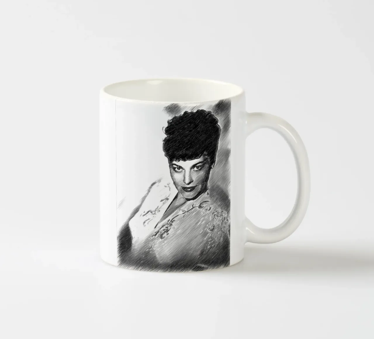 Ava Gardner a penna in bianco e nero tazza in ceramica da Massimo Frascogna
