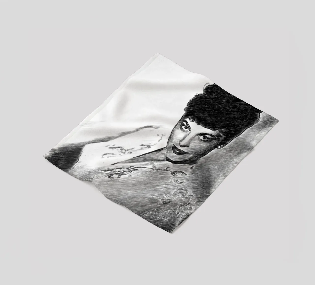 Ava Gardner a penna in bianco e nero coperta in pile da Massimo Frascogna