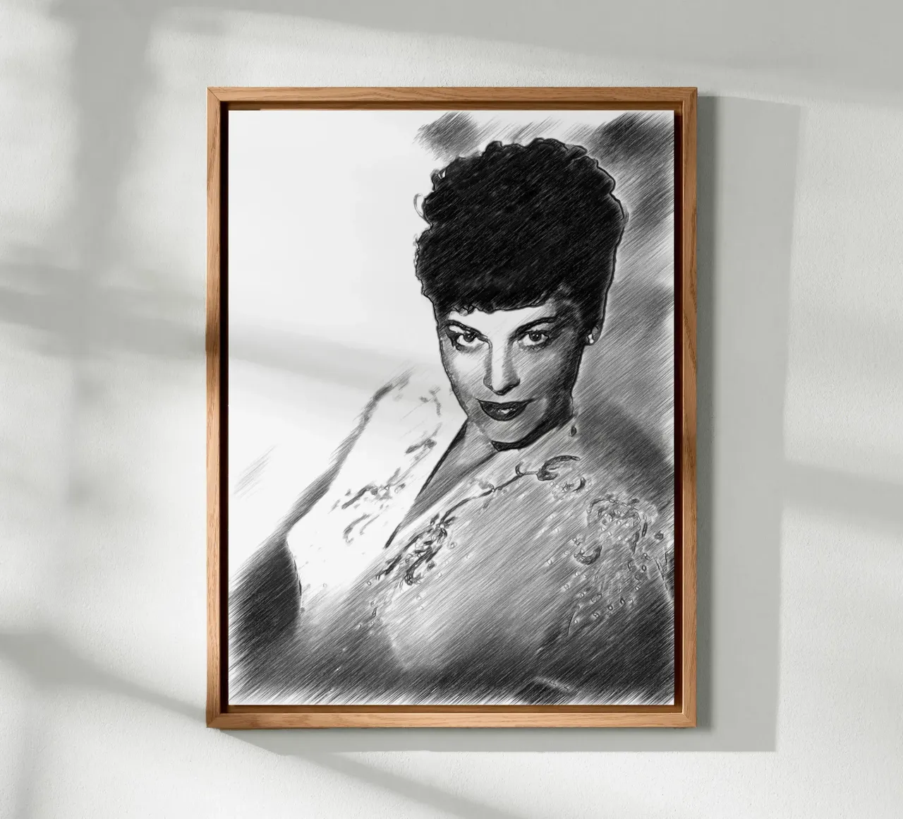 Ava Gardner a penna in bianco e nero alluminio dibond da Massimo Frascogna