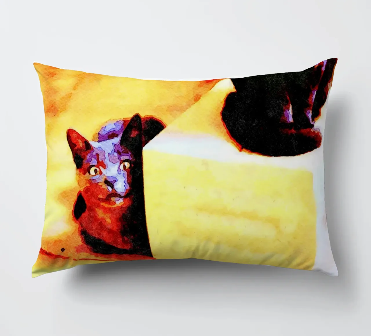 Gatto nero e gatto grigio in acquerello cuscino da Massimo Frascogna