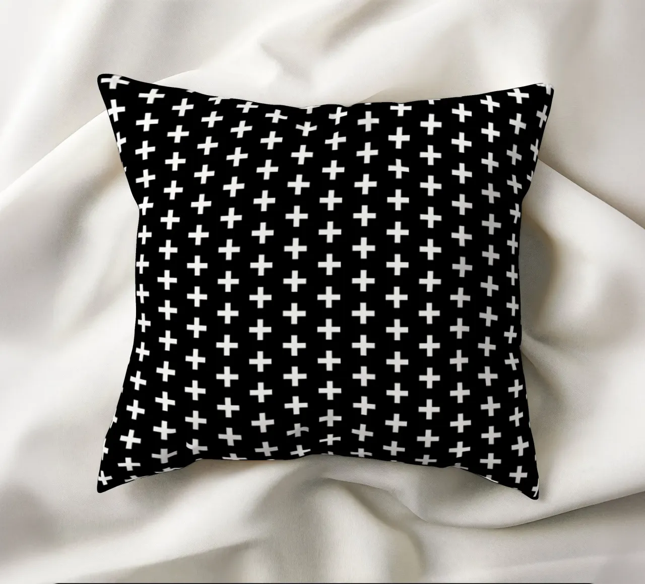 Cross Black And White Kissen von Charlotte Winter