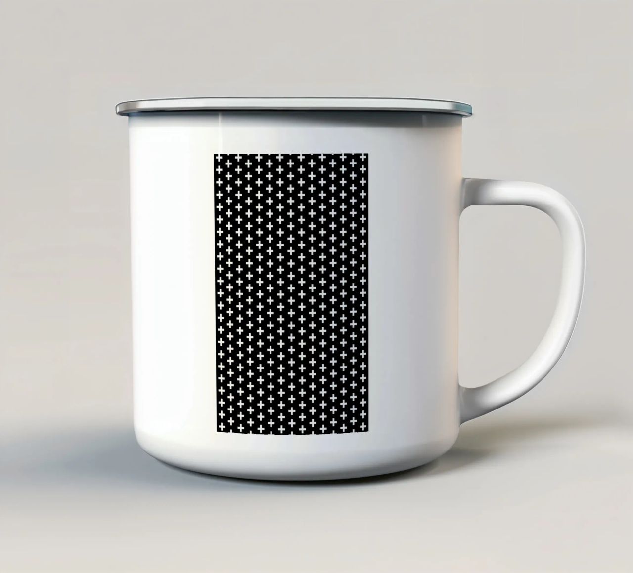 Cross Black And White tazza in smalto da Charlotte Winter