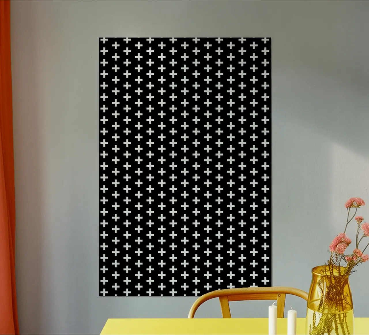 Cross Black And White poster con telaio in alluminio da Charlotte Winter
