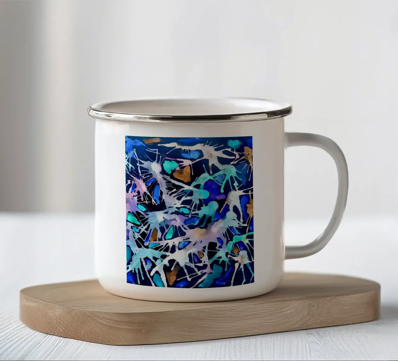 Schizzi ad acquerello tazza in smalto da Massimo Frascogna