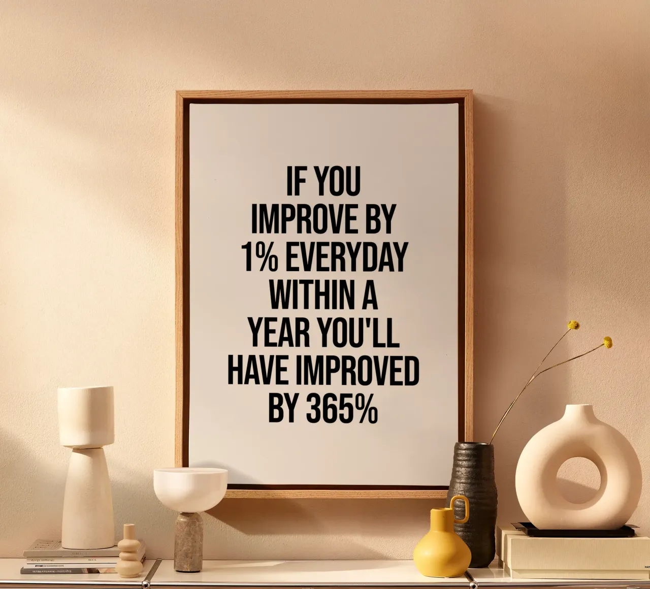 If you improve by 1% everday quote canvas by Paigaam Studio