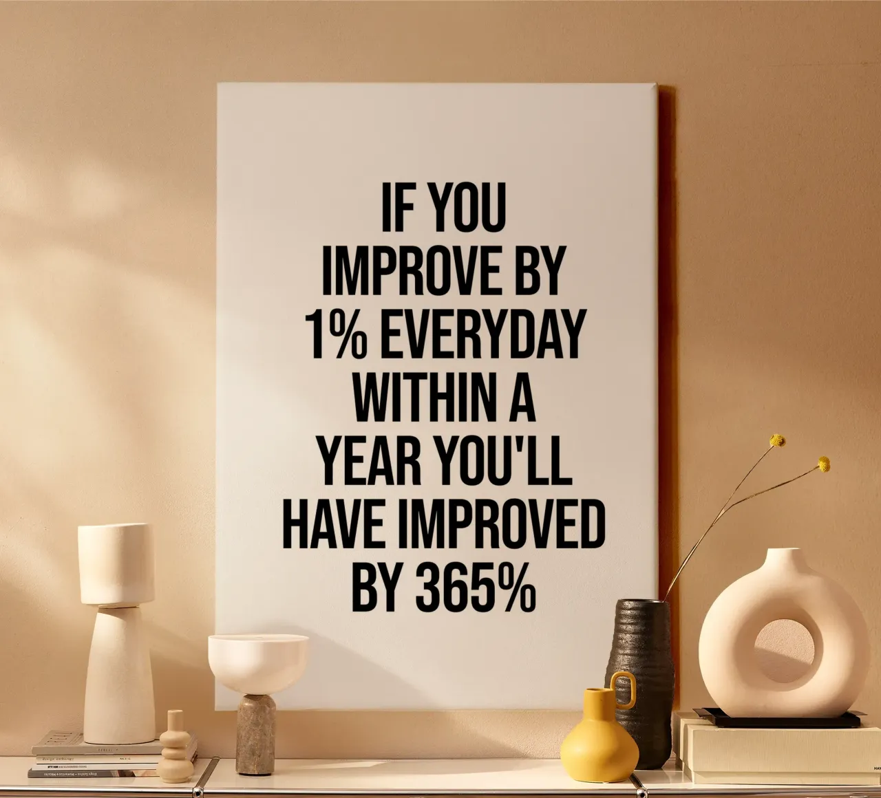 If you improve by 1% everday quote canvas by Paigaam Studio