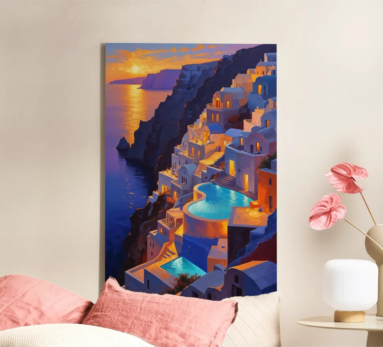 Santorini at Twilight canvas van AlbertKlee