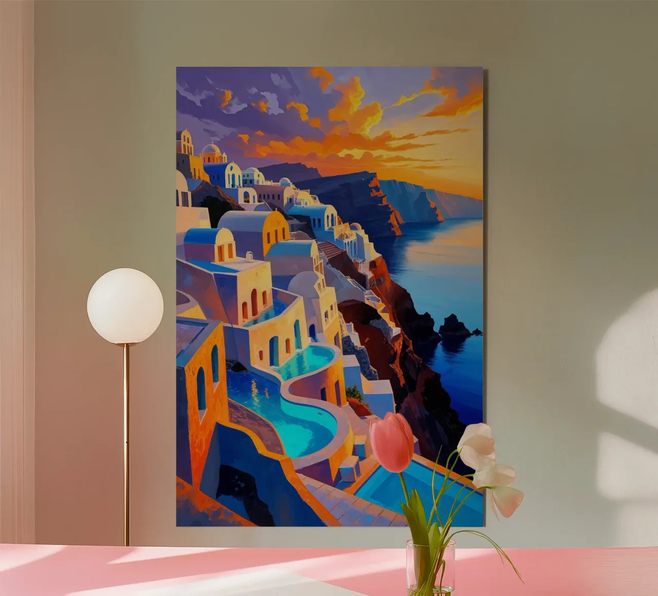 Santorini's Golden Glow alluminio dibond da AlbertKlee