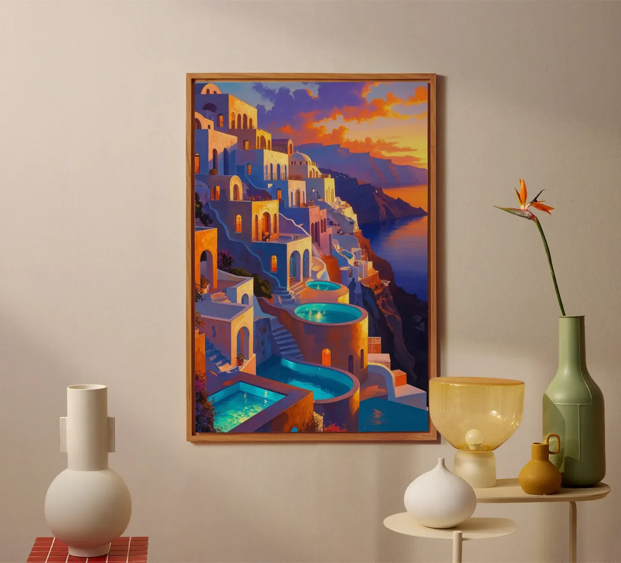 Santorini’s Illuminated Terraces alluminio dibond da AlbertKlee