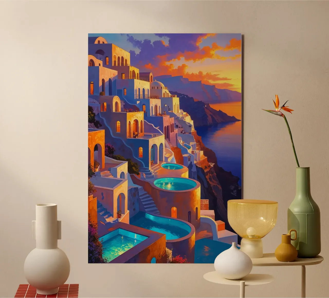 Santorini’s Illuminated Terraces alluminio dibond da AlbertKlee