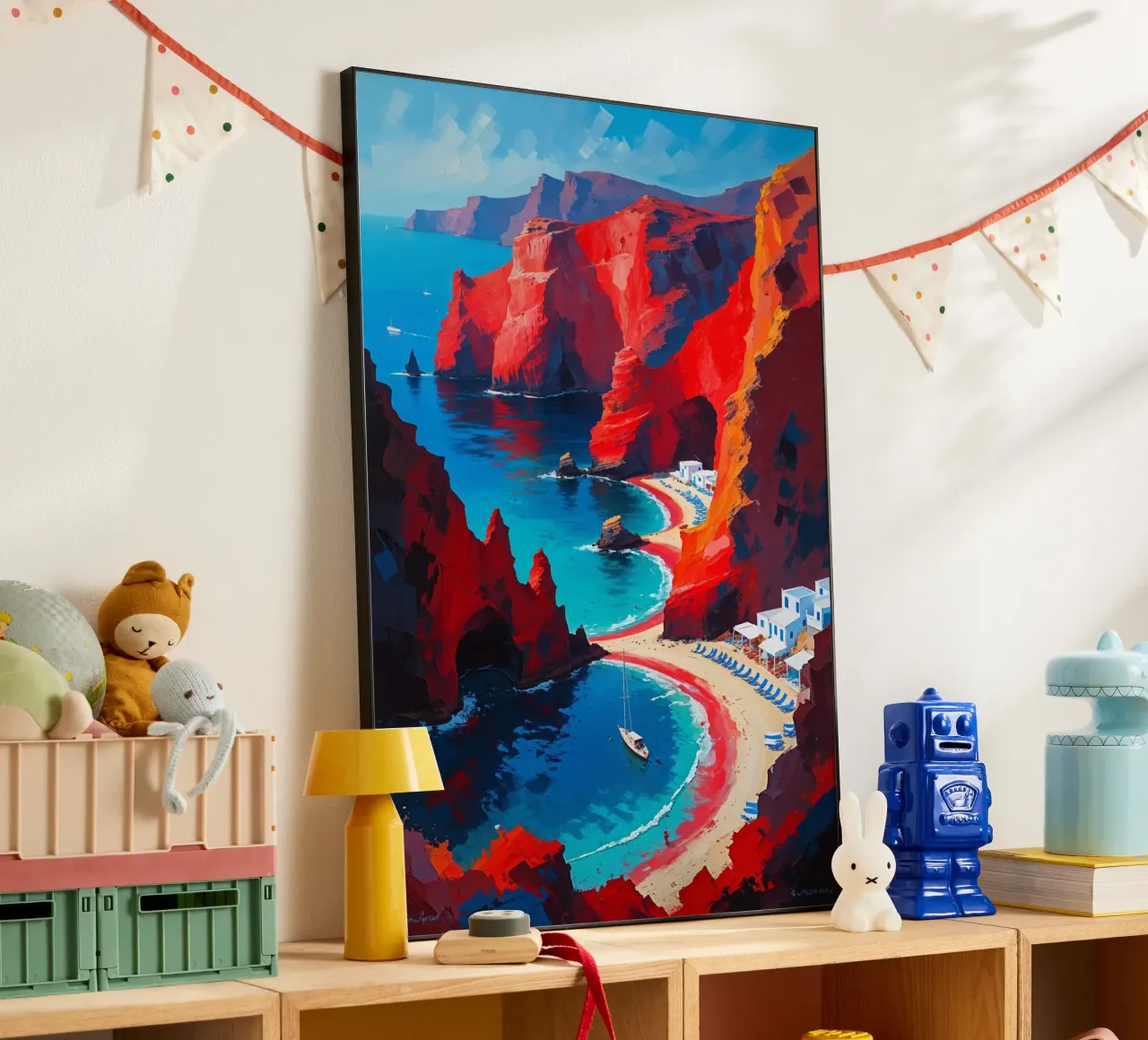 Santorini’s Red Beach Serenity alluminio dibond da AlbertKlee