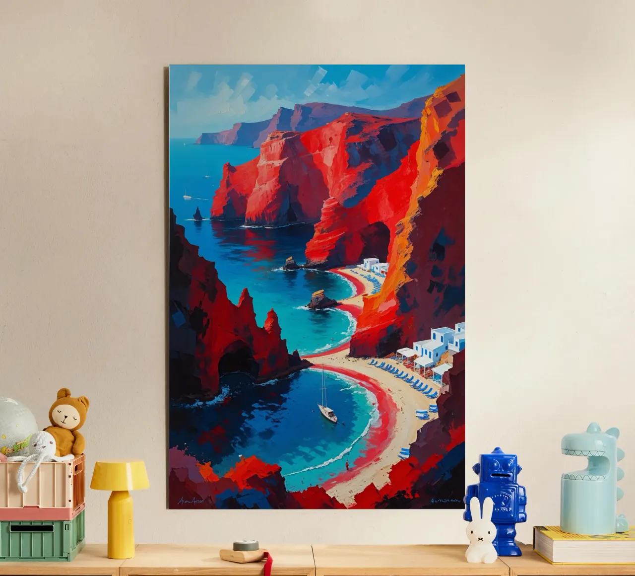 Santorini’s Red Beach Serenity alluminio dibond da AlbertKlee