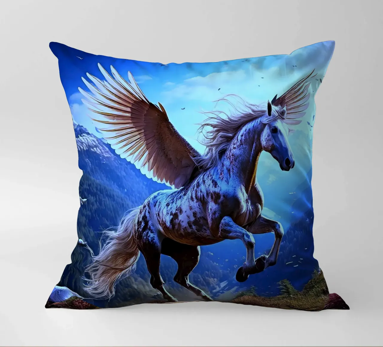 CHEVAL AILE 1. Bleu cuscino da Thierry vobmann photography