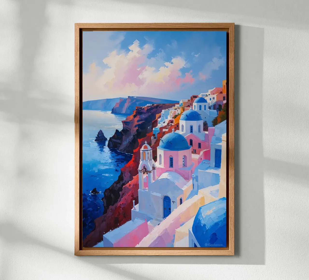 Santorini's Iconic Cascading Domes tela con Cornice a cassetta da AlbertKlee