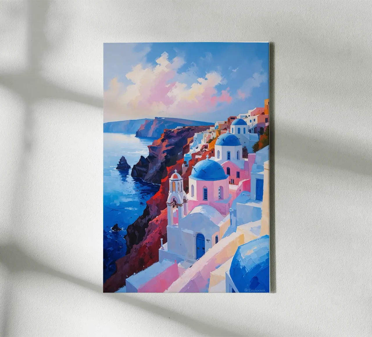 Santorini's Iconic Cascading Domes tela con Cornice a cassetta da AlbertKlee