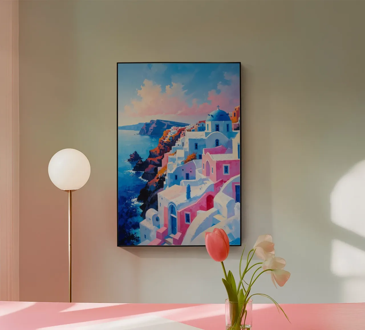 Sunrise Over Santorini’s Cascading Domes plexiglass da AlbertKlee