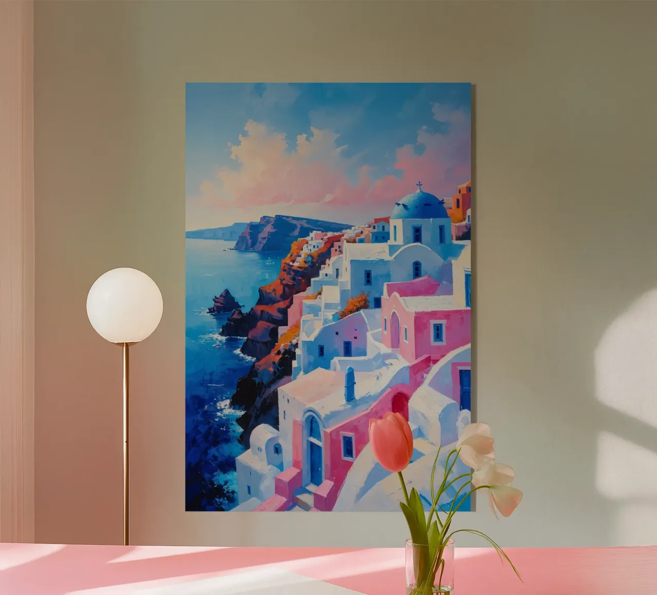 Sunrise Over Santorini’s Cascading Domes plexiglass da AlbertKlee