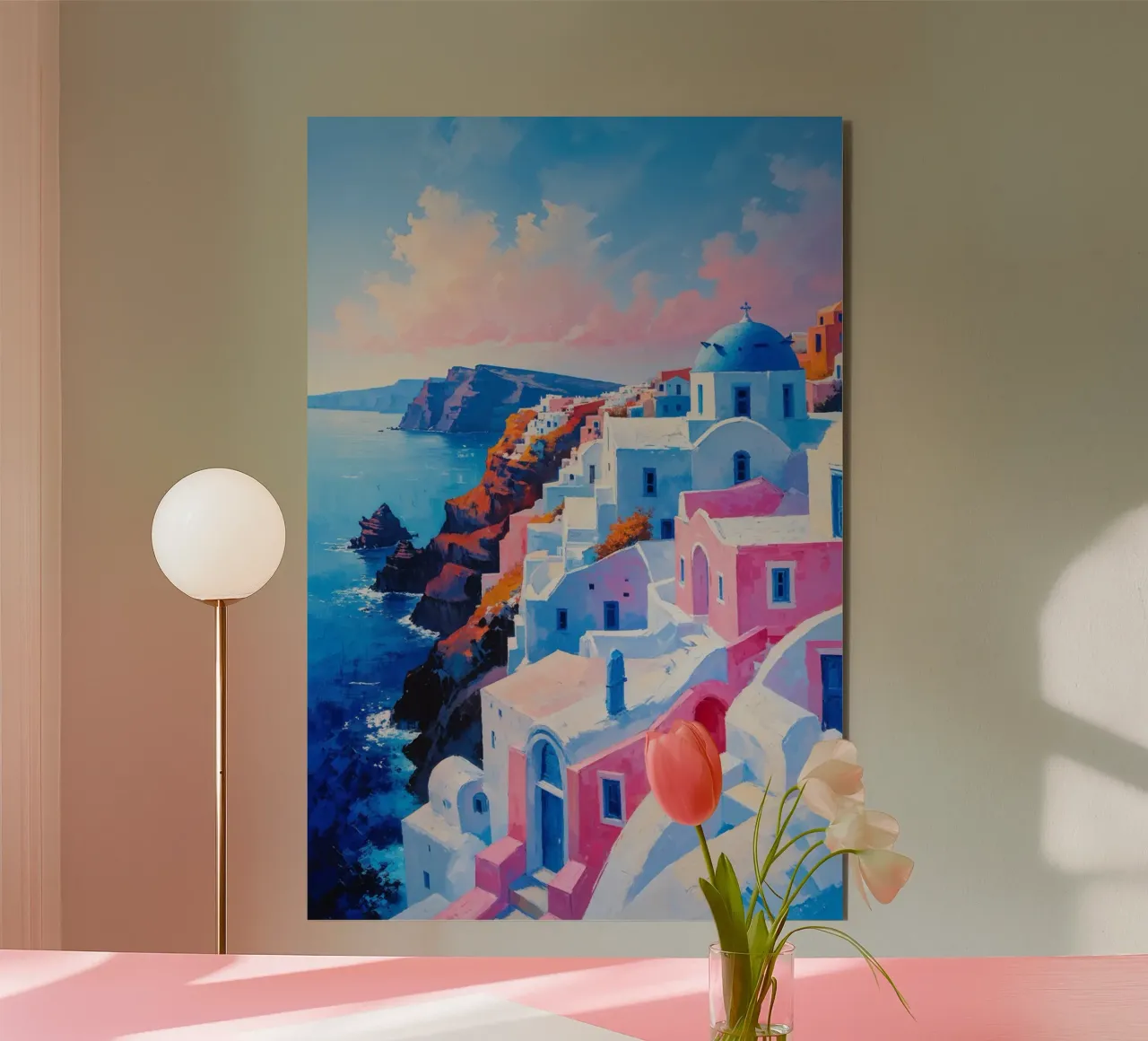 Sunrise Over Santorini’s Cascading Domes alluminio dibond da AlbertKlee