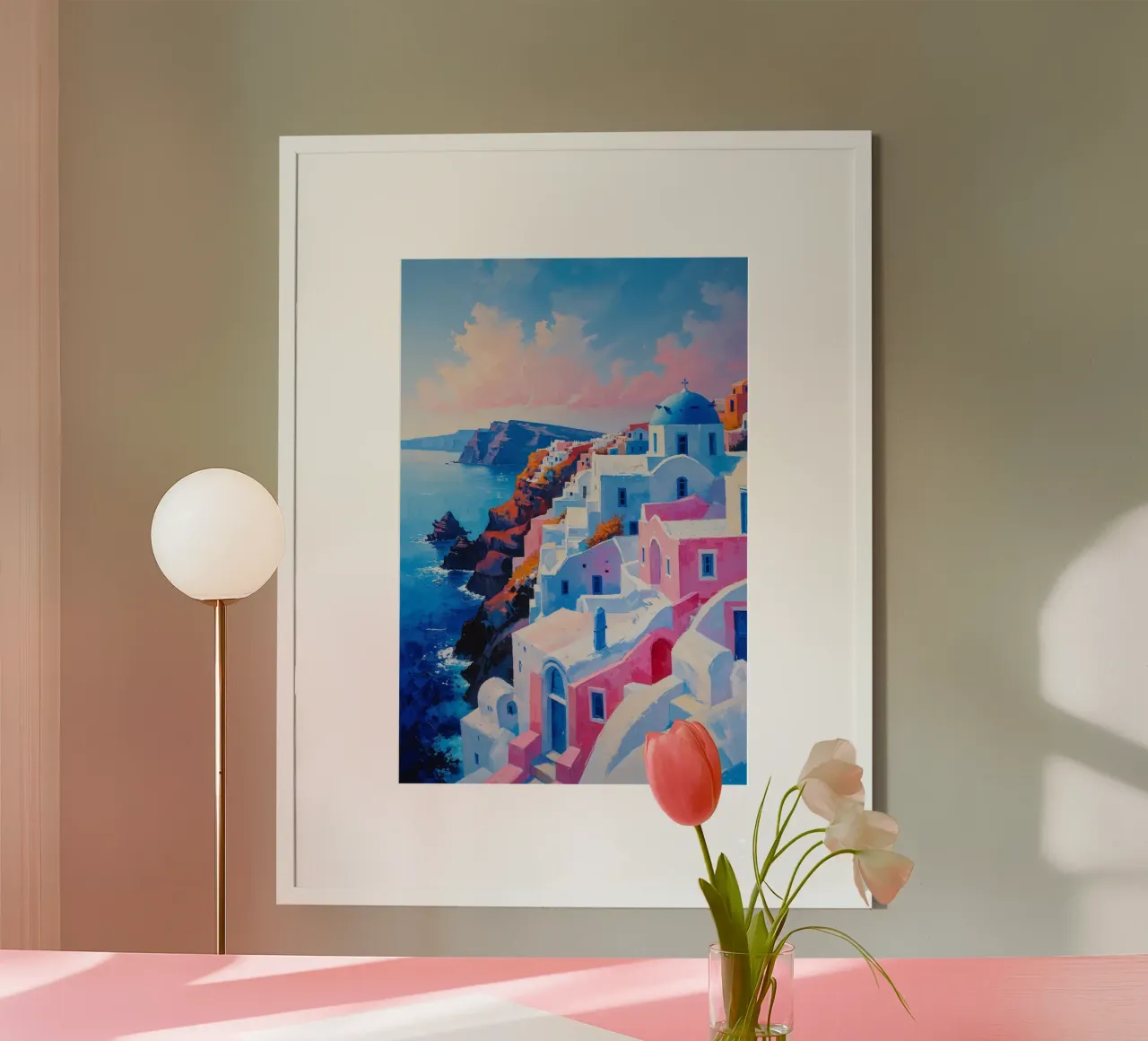Sunrise Over Santorini’s Cascading Domes poster da AlbertKlee