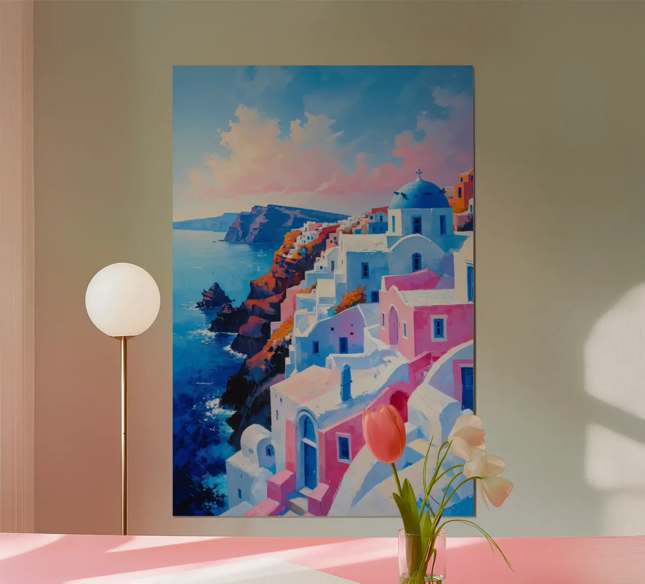 Sunrise Over Santorini’s Cascading Domes carta hahnemühle da AlbertKlee