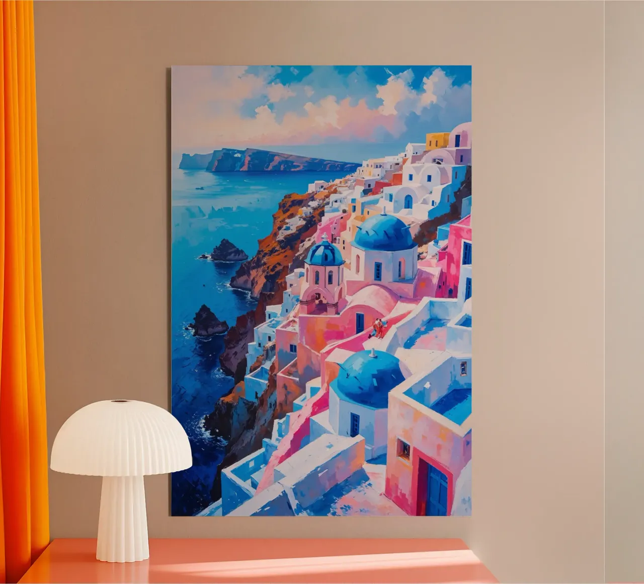 The Cascading Domes of Oia, Santorini alluminio dibond da AlbertKlee