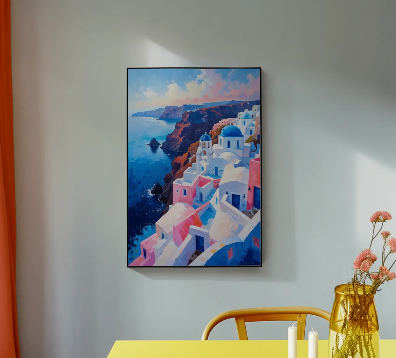 Santorini’s Cascading Domes in Morning Glow plexiglass da AlbertKlee