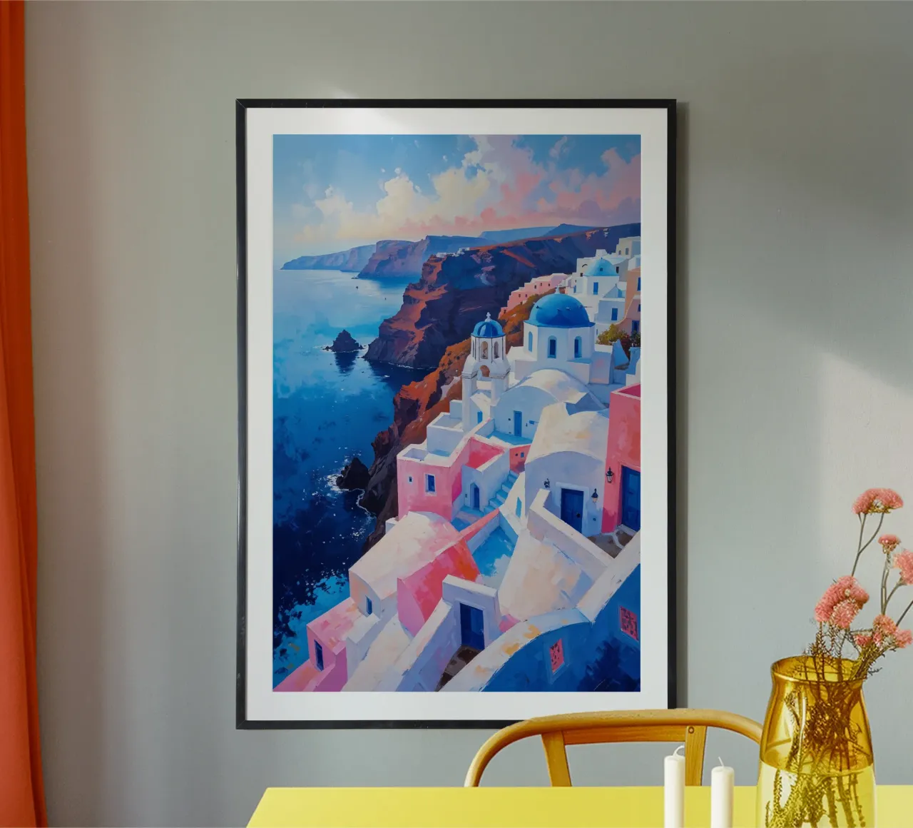 Santorini’s Cascading Domes in Morning Glow carta hahnemühle da AlbertKlee