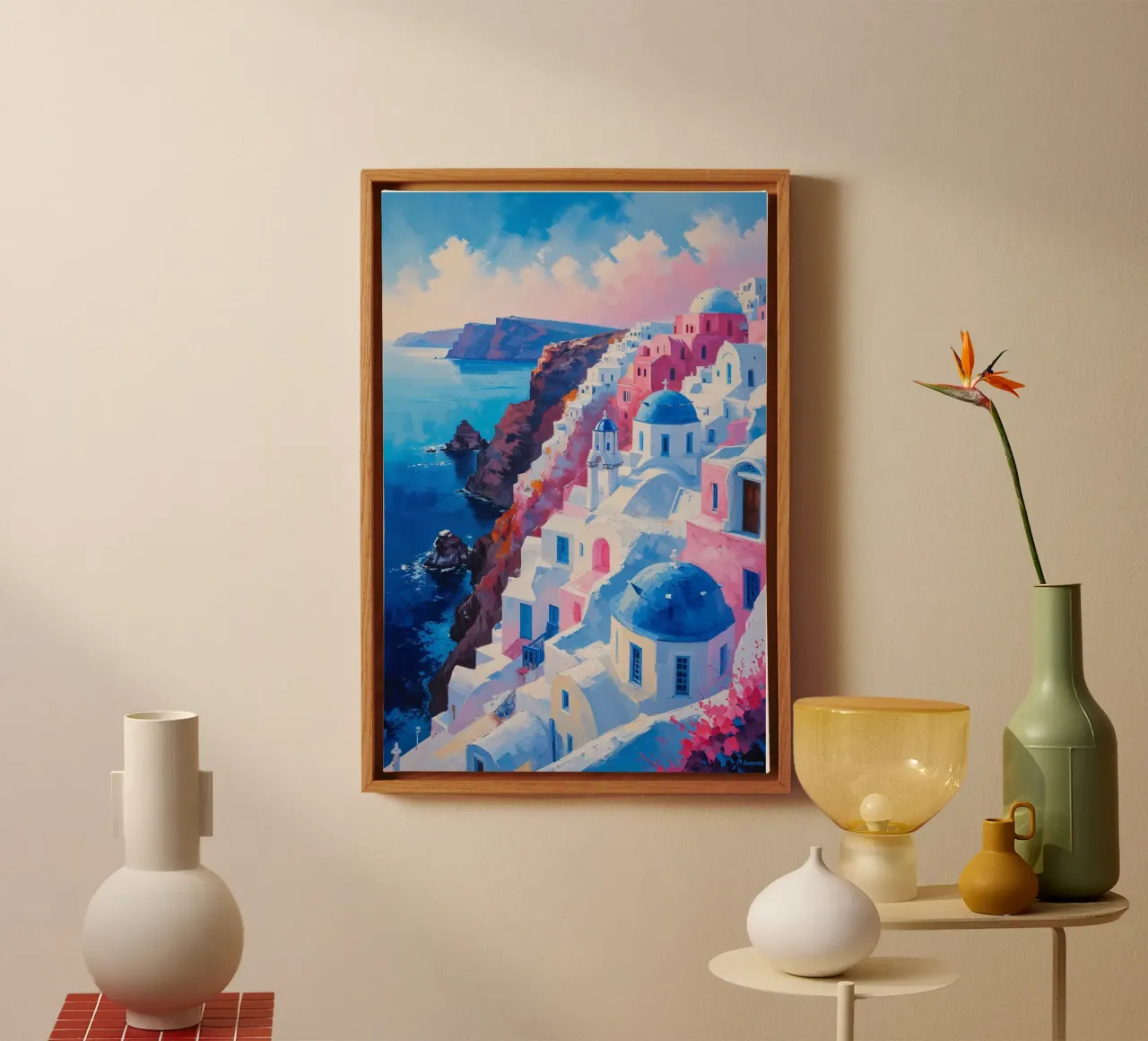 The Glow of Santorini tela con Cornice a cassetta da AlbertKlee