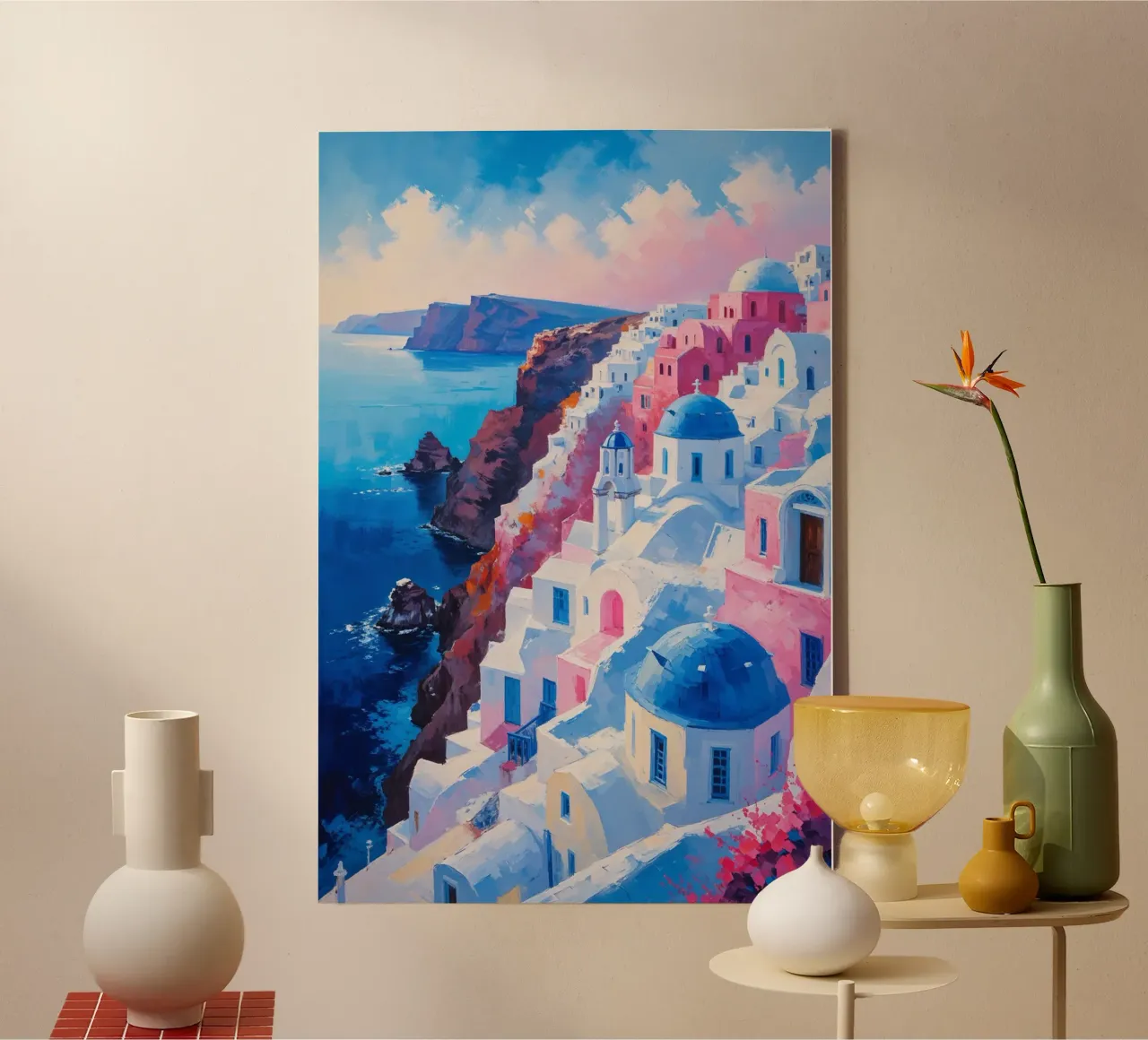 The Glow of Santorini tela con Cornice a cassetta da AlbertKlee