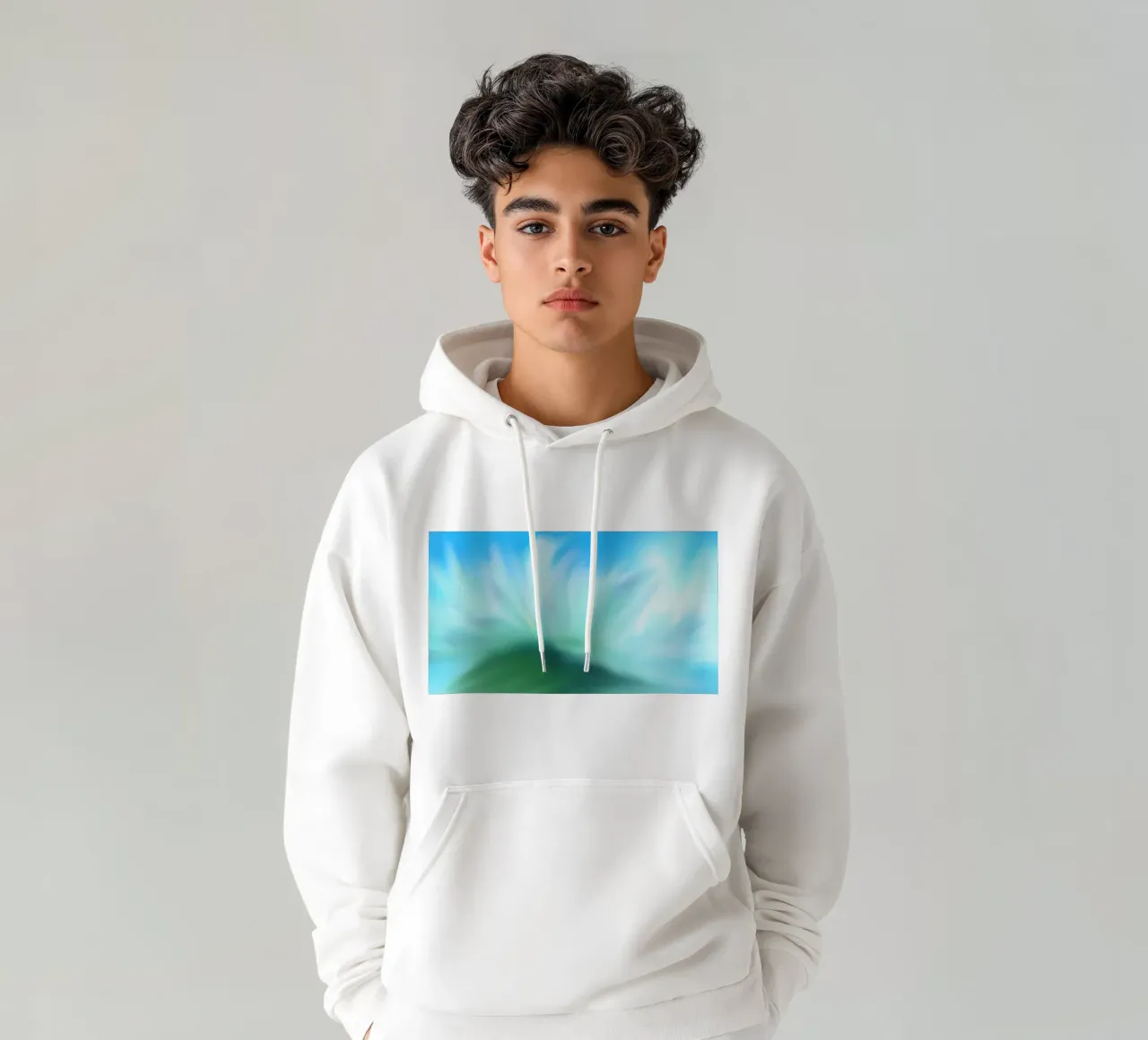 Piccolo fiore bianco su sfondo blu, come un acquerello felpa con cappuccio da Something for you