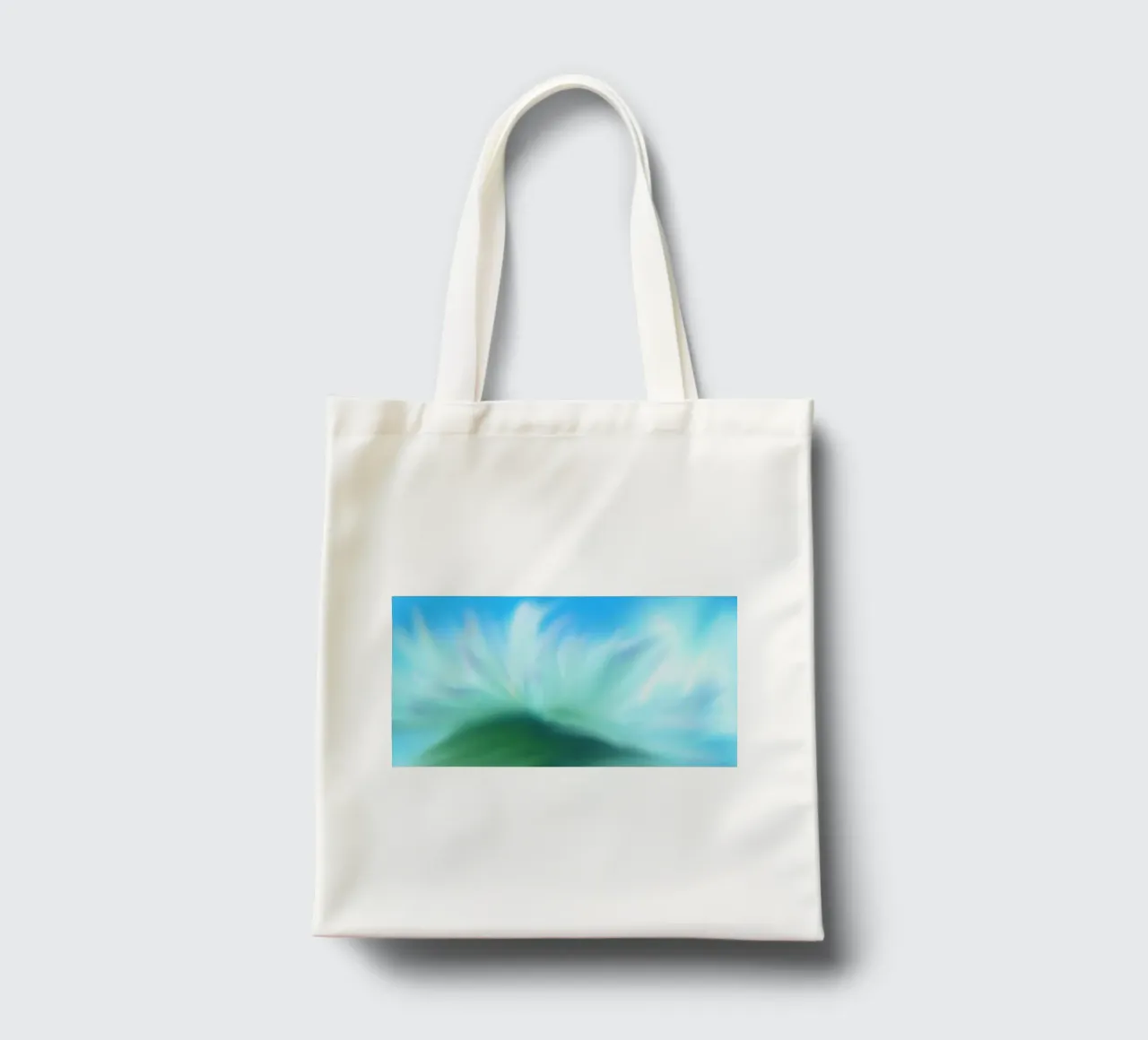 Piccolo fiore bianco su sfondo blu, come un acquerello borsa in juta da Something for you